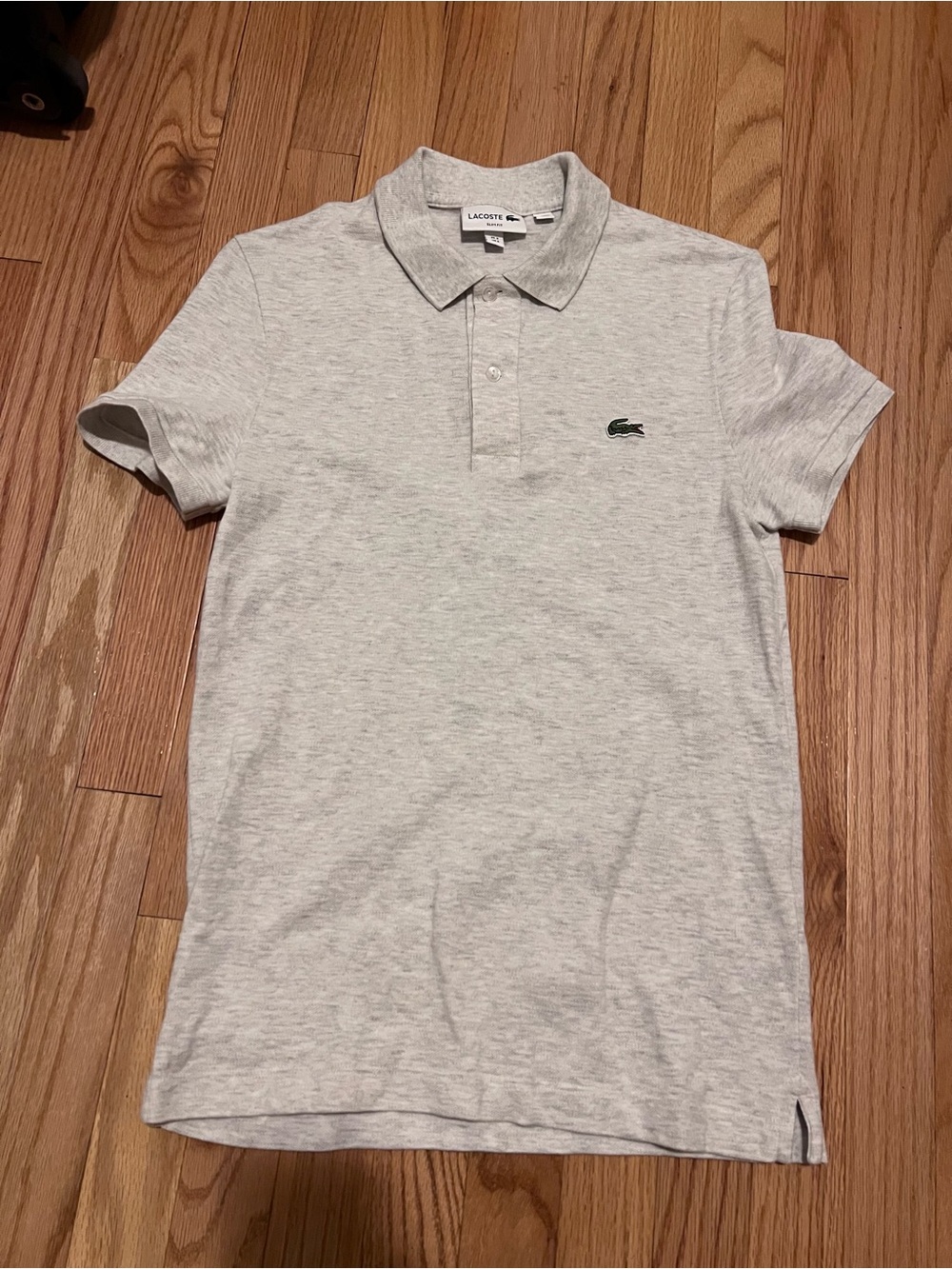 Lacoste Light Gray Polo with Green Crocodile Logo
